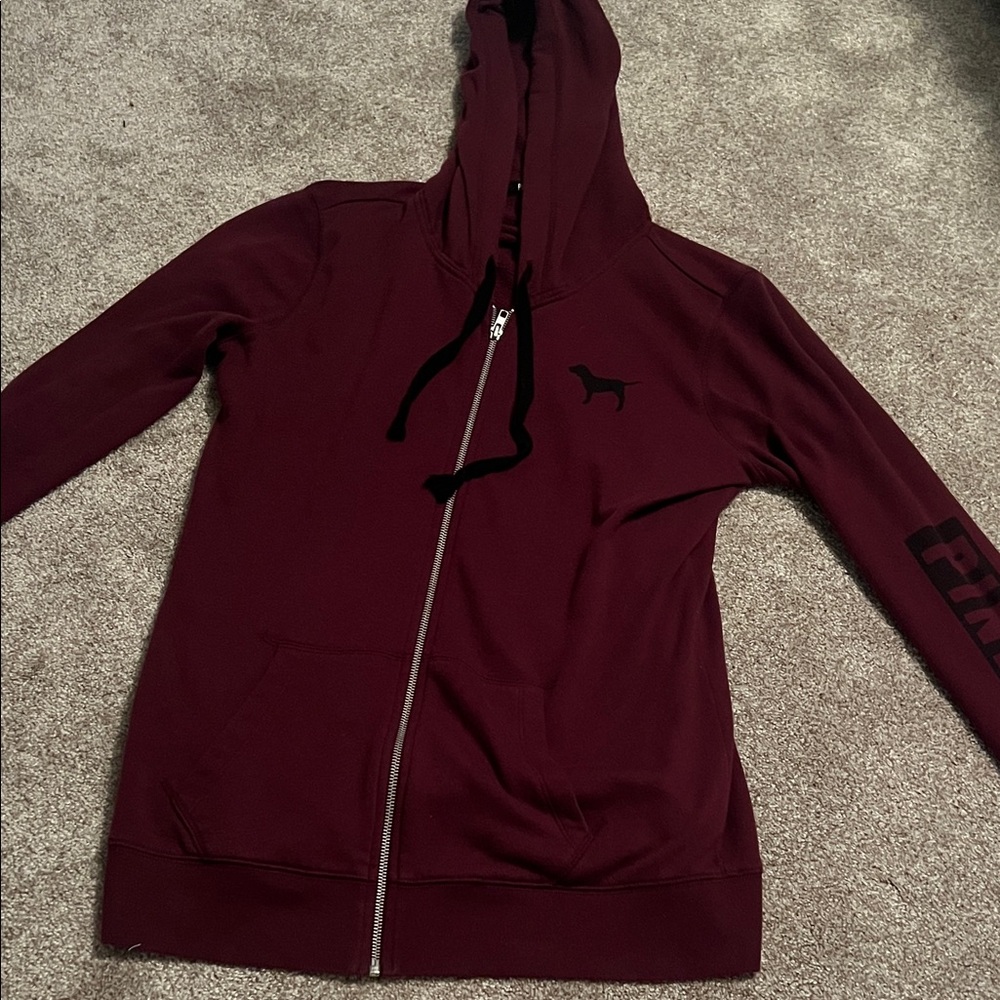 PINK Victoria's Secret Burgundy Zip-Up Hoodie
